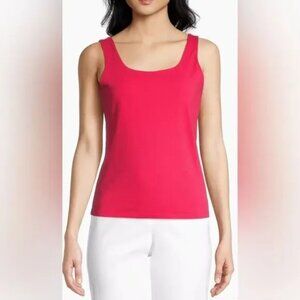 NIC+ZOE Perfect Stretch Cotton Tank in Bright Rose Small